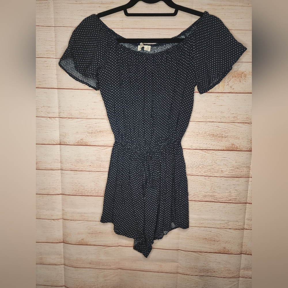 Navy Polka Dot Romper